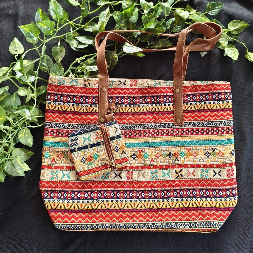 Digital Jaipuri Printed Tote Bag.. with Coin Pouch