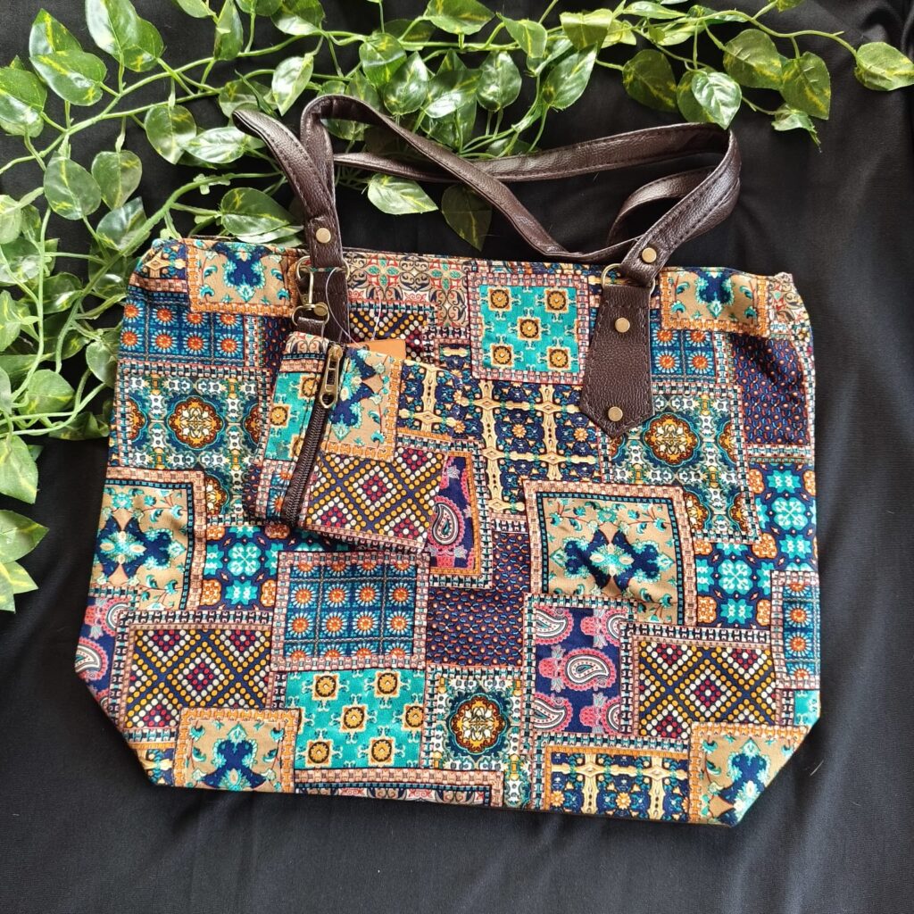 Digital Jaipuri Printed Tote Bag.. with Coin Pouch