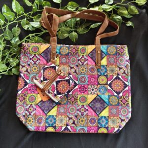 Digital Jaipuri Printed Tote Bag.. with Coin Pouch