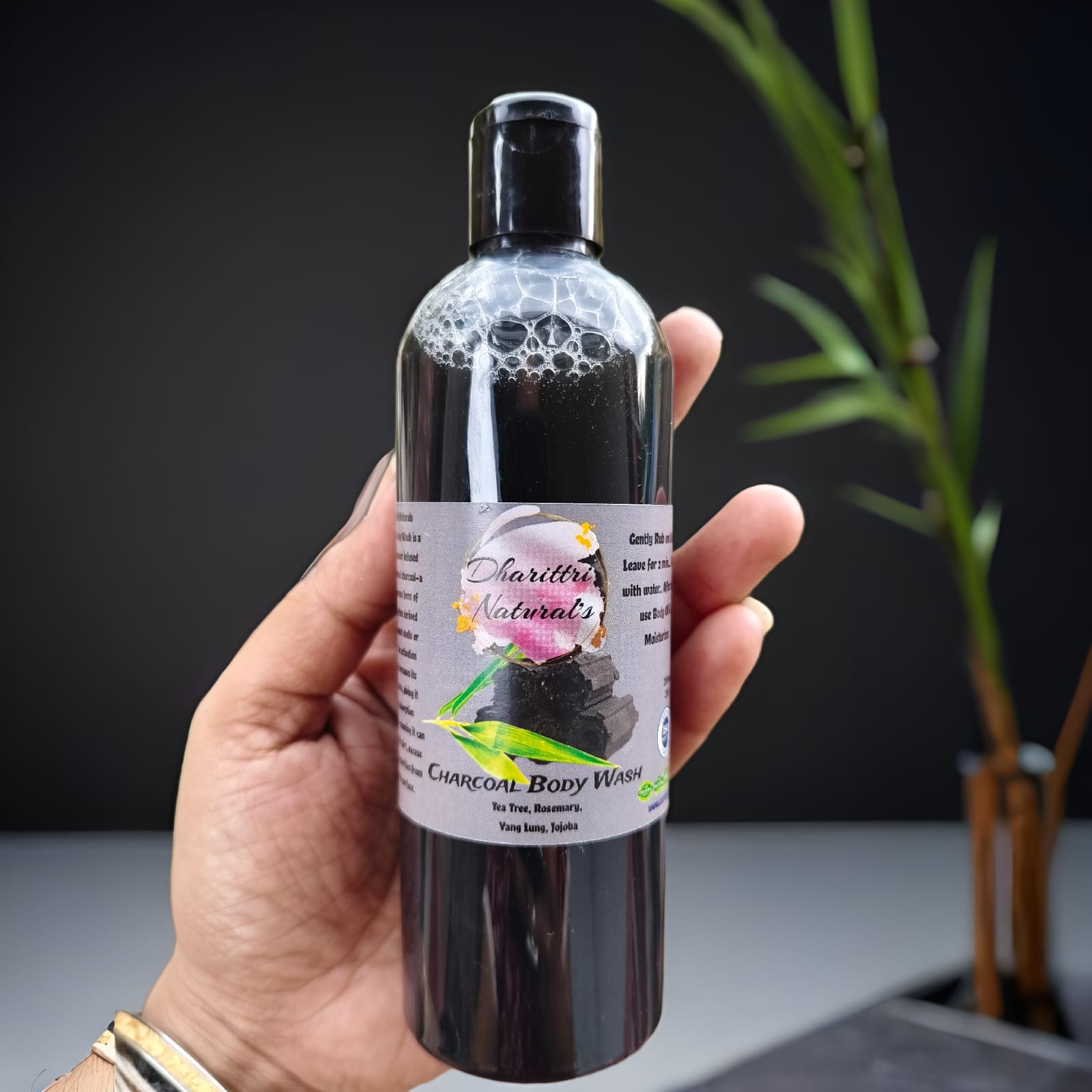 Dharittri Naturals… Charcoal Body Wash… Deep Cleanse, Natural Radiance.