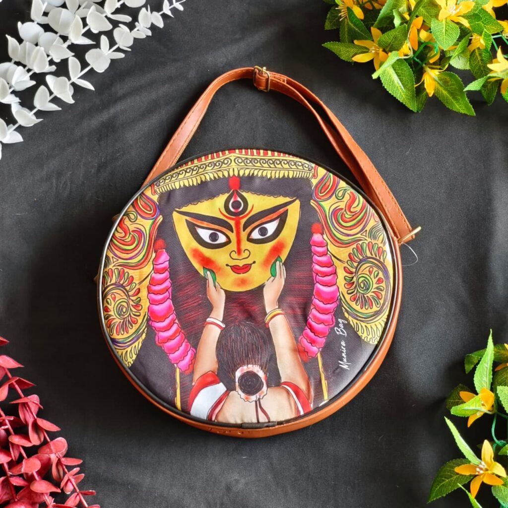 Divine Durga Round Handbag – Ethnic Digital Print