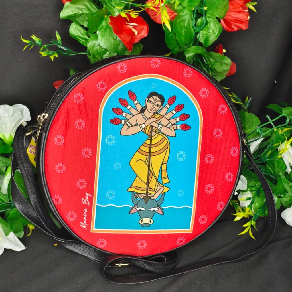 Divine Durga Round Handbag – Ethnic Digital Print
