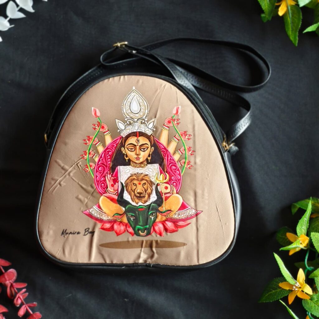 Divine Durga Trikon Handbag – Ethnic Digital Print