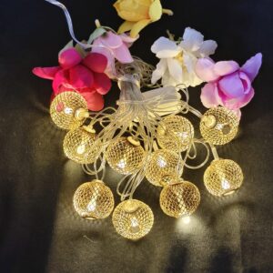 Metal Ball Light – 7ft Long String with 10 Metal Ball Lamps